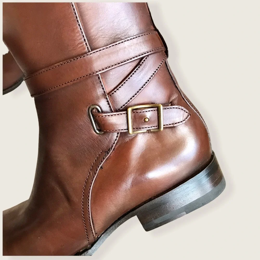 Frye Jordan Strap Cognac Leather Tall Riding Boots